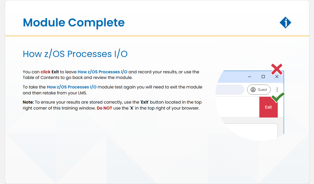 How z/OS Processes I/O Module Test: How z/OS Processes I/O - Module Complete screenshot